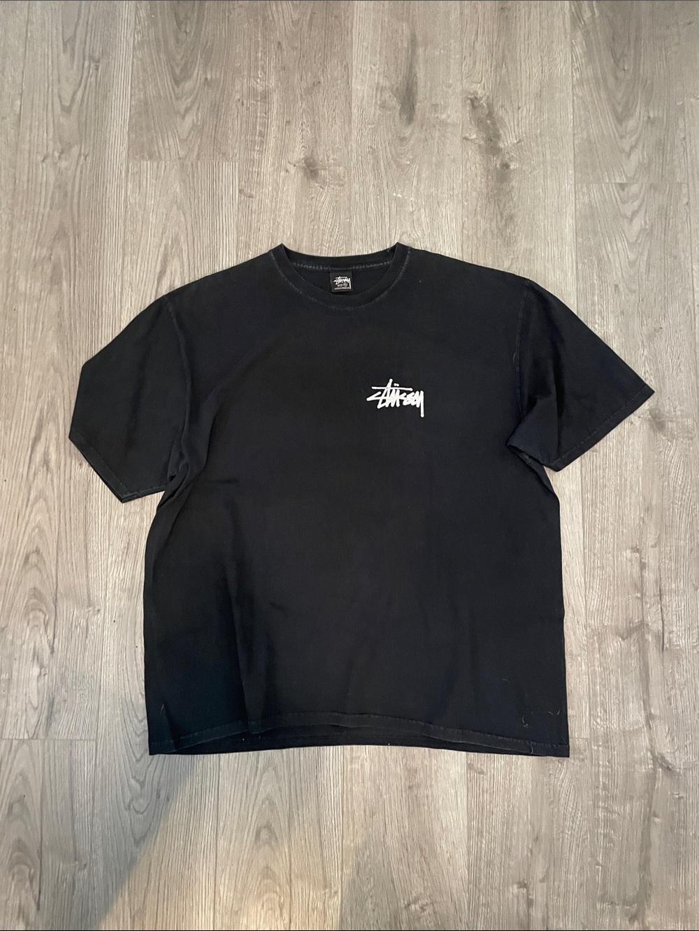 Stussy Black Short Sleeve Crew Logo Tee